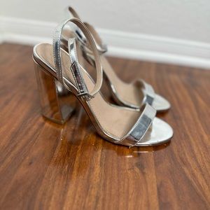 ASOS metallic silver block heel